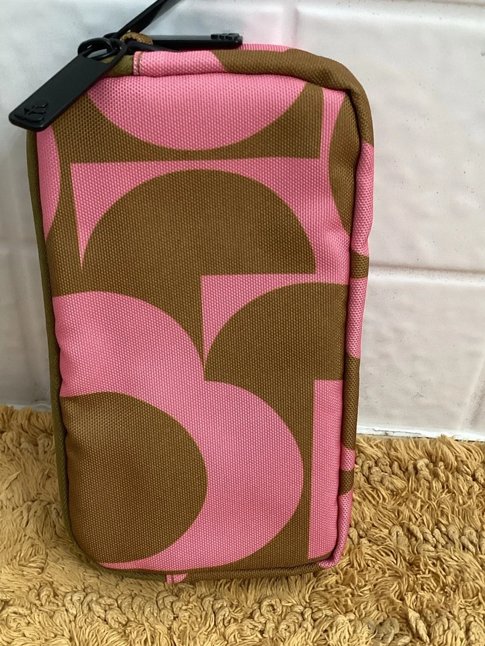Orla Kiely Pink and Brown Retro Flower Crossbody Pouch